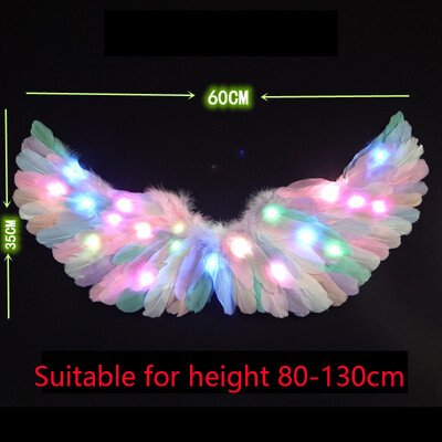 LED gaismas eņģeļu spalvu spārni Tutu mirdz tumsā kāzu dzimšanas dienas ballīte Cosplay princese feja, pieaugušais mazulis, gaišs spārns
