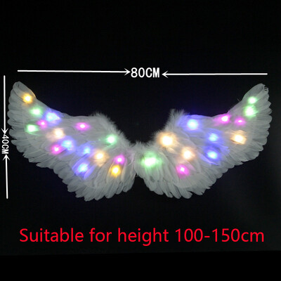LED gaismas eņģeļu spalvu spārni Tutu mirdz tumsā kāzu dzimšanas dienas ballīte Cosplay princese feja, pieaugušais mazulis, gaišs spārns