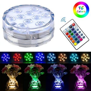 10Led дистанционно управление DC 6V RGB потопяема светлина Захранвана от батерии подводна нощна лампа езерце плувен басейн парти декорация