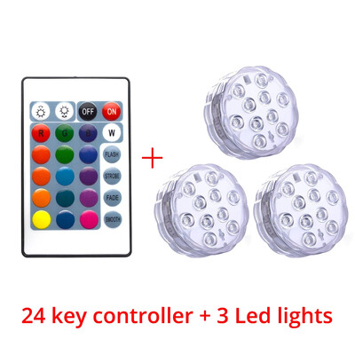 10 Led tālvadības pults līdzstrāvas 6 V RGB iegremdējamais apgaismojums ar akumulatoru darbināms zemūdens nakts lampas dīķa peldbaseina ballītes dekorēšana