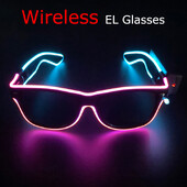 Ασύρματα γυαλιά LED Party Light up Γυαλιά Neon Party που αναβοσβήνουν Γυαλιά EL Wire Glowing Glow Γυαλιά ηλίου Bright Light Προμήθειες