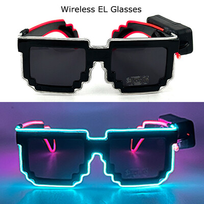 Ασύρματα γυαλιά LED Party Light up Γυαλιά Neon Party που αναβοσβήνουν Γυαλιά EL Wire Glowing Glow Γυαλιά ηλίου Bright Light Προμήθειες