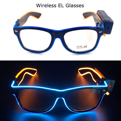 Ασύρματα γυαλιά LED Party Light up Γυαλιά Neon Party που αναβοσβήνουν Γυαλιά EL Wire Glowing Glow Γυαλιά ηλίου Bright Light Προμήθειες