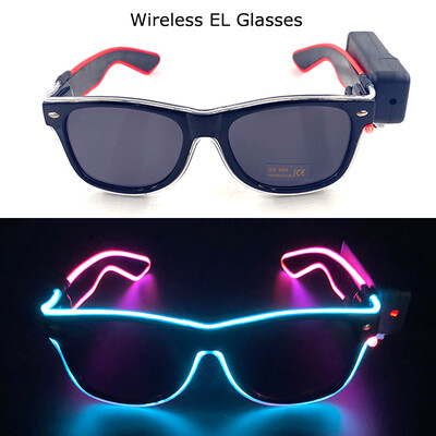 Ασύρματα γυαλιά LED Party Light up Γυαλιά Neon Party που αναβοσβήνουν Γυαλιά EL Wire Glowing Glow Γυαλιά ηλίου Bright Light Προμήθειες