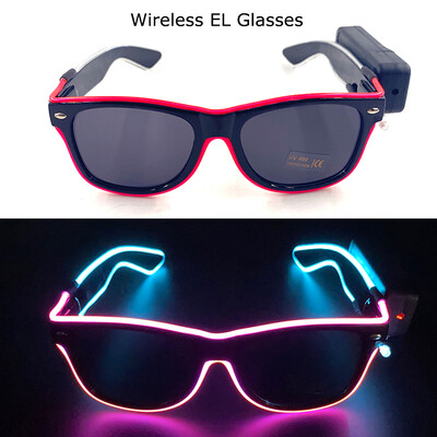 Ασύρματα γυαλιά LED Party Light up Γυαλιά Neon Party που αναβοσβήνουν Γυαλιά EL Wire Glowing Glow Γυαλιά ηλίου Bright Light Προμήθειες