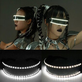 Cyberpunk Futuristic Luminous Γυαλιά Cosplay λαμπερά γυαλιά Rave Cyber Goggles LED Light Up για άντρες, γυναικεία σκηνικά επίδειξης χορού