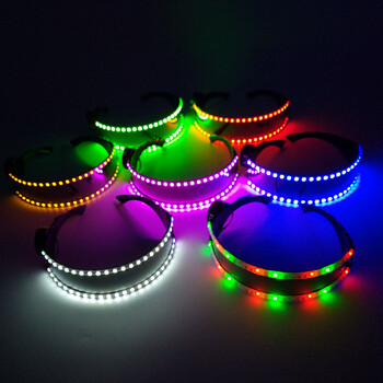 Cyberpunk Futuristic Luminous Cosplay Glasses Glow Rave Cyber Goggles LED Light Up очила за мъже, жени, реквизит за танцово шоу