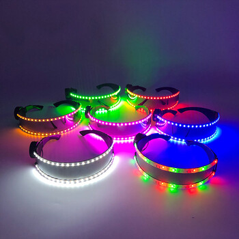 Cyberpunk Futuristic Luminous Cosplay Glasses Glow Rave Cyber Goggles LED Light Up очила за мъже, жени, реквизит за танцово шоу