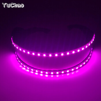 Cyberpunk Futuristic Luminous Cosplay Glasses Glow Rave Cyber Goggles LED Light Up очила за мъже, жени, реквизит за танцово шоу