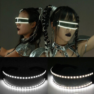 Küberpunki futuristlikud helendavad Cosplay prillid helendavad Rave Cyber Goggles LED Light Up prillid meestele ja naistele tantsuetenduste rekvisiidid