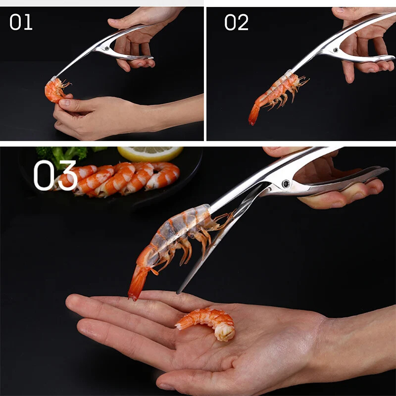 304 Nerūdijančio plieno greitos jūros gėrybių įrankiai Virtuviniai valgiai Nulupami nuo vėžių iki krevečių lukštų Vakarienė Efektyvus krevečių skustukas