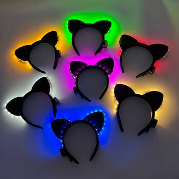 Αυτιά γάτας LED Headband Cute Light up Headband φωτεινές φανταχτερές ζώνες μαλλιών για νυχτερινά κέντρα διασκέδασης rave Party Concert Αξεσουάρ μαλλιών