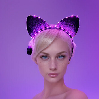 Αυτιά γάτας LED Headband Cute Light up Headband φωτεινές φανταχτερές ζώνες μαλλιών για νυχτερινά κέντρα διασκέδασης rave Party Concert Αξεσουάρ μαλλιών