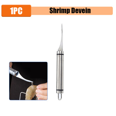 6 viename krevečių skutimo peilis 304 nerūdijančio plieno krevetės Devein žievelės krevečių peilis Daugiafunkcis omarų lukštų lupimo įrankis virtuvės įrankis