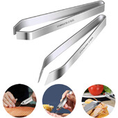 2Gb Zivju kaulu pincetes Nerūsējošā tērauda plakanas slīpās knaibles Knaibles Matu knaibles Pin Kaulu noņemšana Jūras velšu noņemšanas Klips virtuves rīks