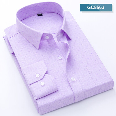 Jauns labas kvalitātes vīriešu kleita krekls ar garām piedurknēm ar apdrukātu biznesa cēloņu topi Rudens pavasaris plāns bezdzelzs mode Augsta kvalitāte