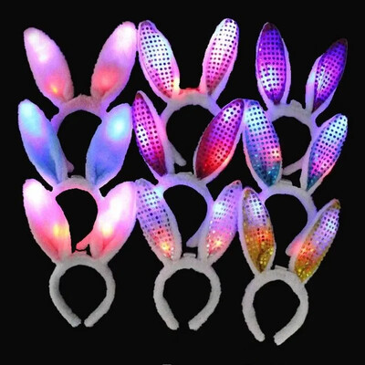 Sequin Plush Rabbit Bunny Ears Peapael LED Glow Hair Band Neoon Party Kingitus Cosplay sünnipäevaks Navidadi pulmafestival