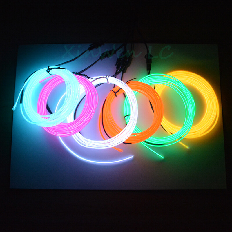 1m/3m/5m Glow EL Wire Kábel LED Neon Karácsonyi Táncparti Barkácsolás Jelmezek Ruházat Világító Autó Fény Dekoráció Ruhák Ball Rave