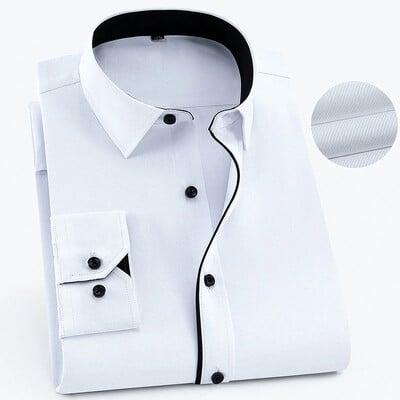 Plus Large Size 8XL 7XL 6XL Ανδρικό επαγγελματικό πουκάμισο μακρυμάνικο άνοιξη φθινόπωρο Social μονόχρωμο γαμήλιο πάρτι Λευκά πουκάμισα