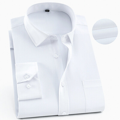 Plus Large Size 8XL 7XL 6XL Ανδρικό επαγγελματικό πουκάμισο μακρυμάνικο άνοιξη φθινόπωρο Social μονόχρωμο γαμήλιο πάρτι Λευκά πουκάμισα