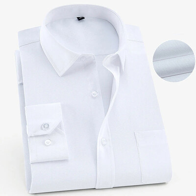 Plus Large Size 8XL 7XL 6XL Ανδρικό επαγγελματικό πουκάμισο μακρυμάνικο άνοιξη φθινόπωρο Social μονόχρωμο γαμήλιο πάρτι Λευκά πουκάμισα