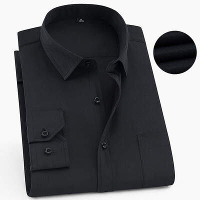 Plus Large Size 8XL 7XL 6XL Ανδρικό επαγγελματικό πουκάμισο μακρυμάνικο άνοιξη φθινόπωρο Social μονόχρωμο γαμήλιο πάρτι Λευκά πουκάμισα