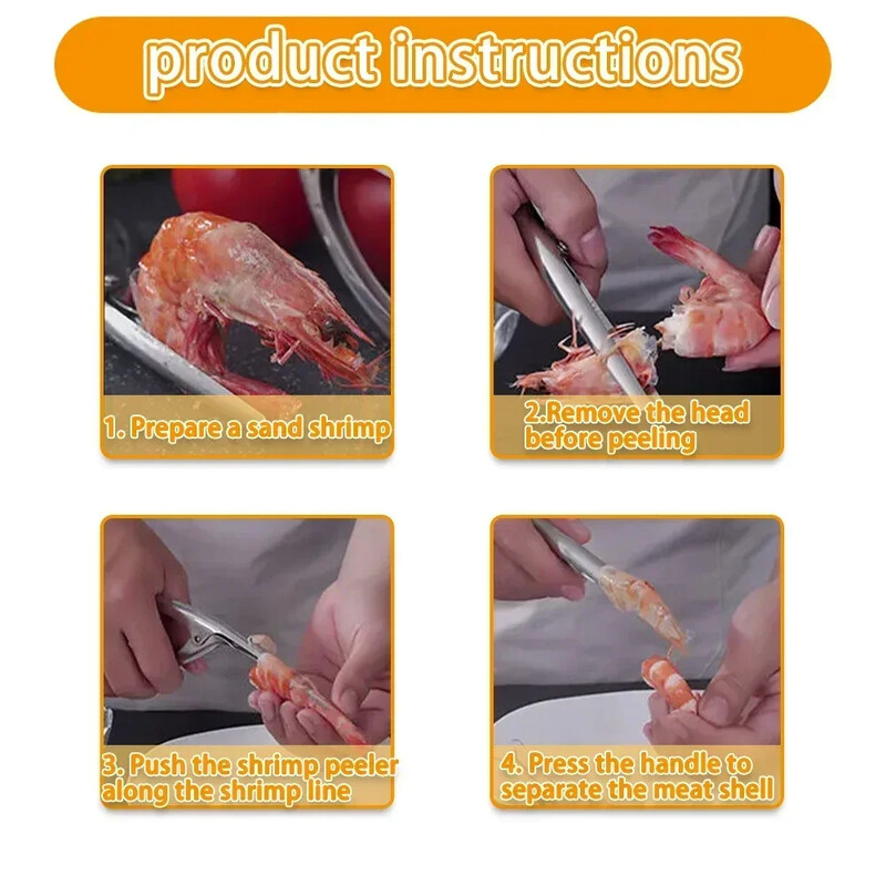 Daugiafunkcis nerūdijančio plieno 6 viename žuvies peilis krevečių vielos pjovimo galandtuvas Virtuvės įrankiai Greitas krevečių lupimo aparatas