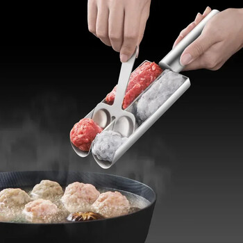 1PC 1/2/3/4Slot 304 Inox Steel Meatball Maker Home To Do Fish Ball Shrimp Sliding Mold Rice Ball Meat Dish Scoop