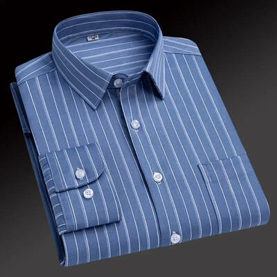 2024-es új divat, alkalmi férfi függőleges csíkos ing sztreccs ing üzleti temperamentum hosszú ujjú ingpasztell gombos ing,