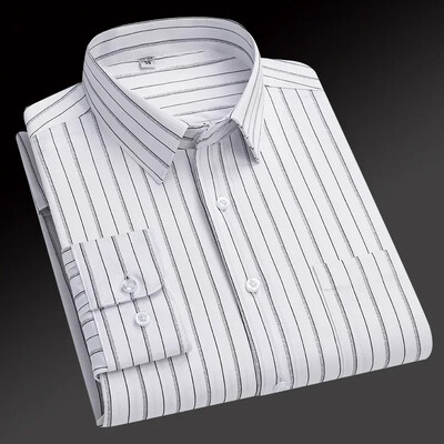 2024-es új divat, alkalmi férfi függőleges csíkos ing sztreccs ing üzleti temperamentum hosszú ujjú ingpasztell gombos ing,