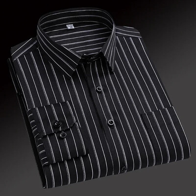 2024-es új divat, alkalmi férfi függőleges csíkos ing sztreccs ing üzleti temperamentum hosszú ujjú ingpasztell gombos ing,