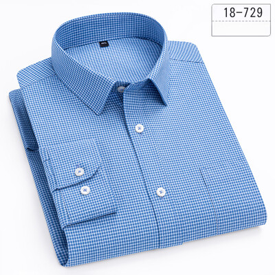 Uus kõrge kvaliteediga 100% puuvillased pikkade varrukatega särgid meestele, saledad vabaaja pehmed ruudulised topid, taskukohased hagijahambulised riided