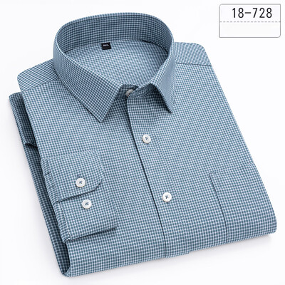 Uus kõrge kvaliteediga 100% puuvillased pikkade varrukatega särgid meestele, saledad vabaaja pehmed ruudulised topid, taskukohased hagijahambulised riided