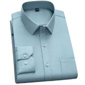 BAMBOOPLE New Fashion, μη σιδερένιο πουκάμισο Αντιρυτιδικό Classic Solid Business Casual μακρυμάνικο πουκάμισο για άνδρες AEchoice