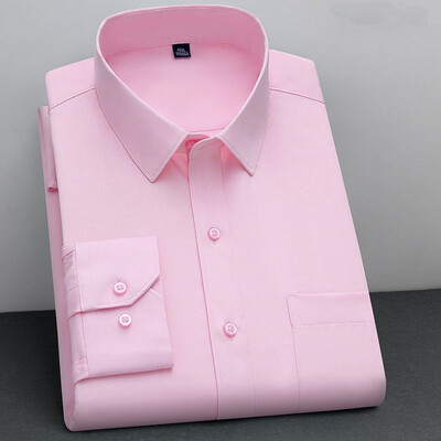 BAMBOOPLE New Fashion, μη σιδερένιο πουκάμισο Αντιρυτιδικό Classic Solid Business Casual μακρυμάνικο πουκάμισο για άνδρες AEchoice