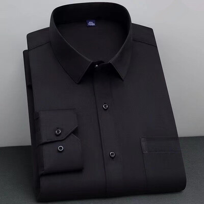 BAMBOOPLE New Fashion, μη σιδερένιο πουκάμισο Αντιρυτιδικό Classic Solid Business Casual μακρυμάνικο πουκάμισο για άνδρες AEchoice
