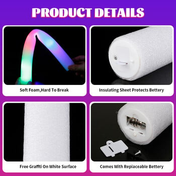 20/30 τεμ. LED Glow Sticks Μαζικά πολύχρωμα RGB Glow Foam Stick Cheer Tube Dark Light για Χριστουγεννιάτικα πάρτι γενεθλίων