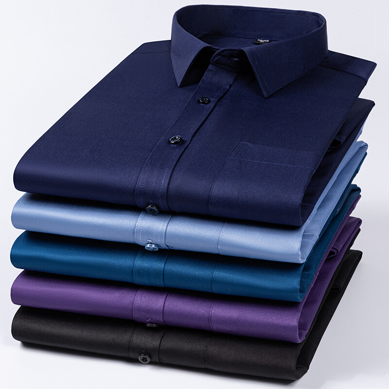 Új rugalmasság ránctalanító férfi ingek hosszú ujjú ruha ingek férfiaknak Slim Fit Camisa Social Business blúz fehér ing