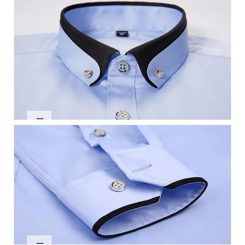 Νέο ανδρικό επαγγελματικό φόρεμα πουκάμισο με μακρυμάνικο κουμπί με κουμπιά Social Camisa Αντιρυτιδική Casual γαμήλιο πάρτι Ανδρικά ρούχα γραφείου