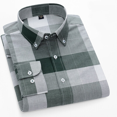 S~5XL βαμβακερό πουκάμισο Oxford για ανδρικό μακρυμάνικο καρό ριγέ πουκάμισο casual ανδρικό πουκάμισο εργασίας με κανονική εφαρμογή με κουμπιά