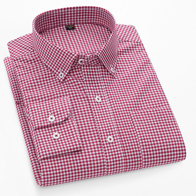 S~5XL βαμβακερό πουκάμισο Oxford για ανδρικό μακρυμάνικο καρό ριγέ πουκάμισο casual ανδρικό πουκάμισο εργασίας με κανονική εφαρμογή με κουμπιά
