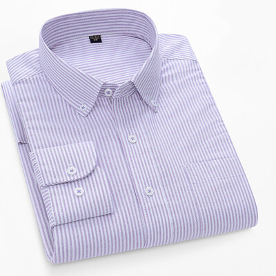 S~5XL βαμβακερό πουκάμισο Oxford για ανδρικό μακρυμάνικο καρό ριγέ πουκάμισο casual ανδρικό πουκάμισο εργασίας με κανονική εφαρμογή με κουμπιά