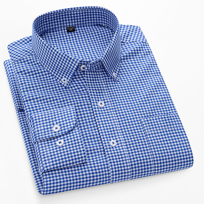 S~5XL βαμβακερό πουκάμισο Oxford για ανδρικό μακρυμάνικο καρό ριγέ πουκάμισο casual ανδρικό πουκάμισο εργασίας με κανονική εφαρμογή με κουμπιά