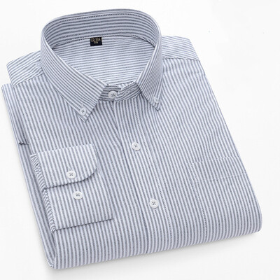 S~5XL βαμβακερό πουκάμισο Oxford για ανδρικό μακρυμάνικο καρό ριγέ πουκάμισο casual ανδρικό πουκάμισο εργασίας με κανονική εφαρμογή με κουμπιά