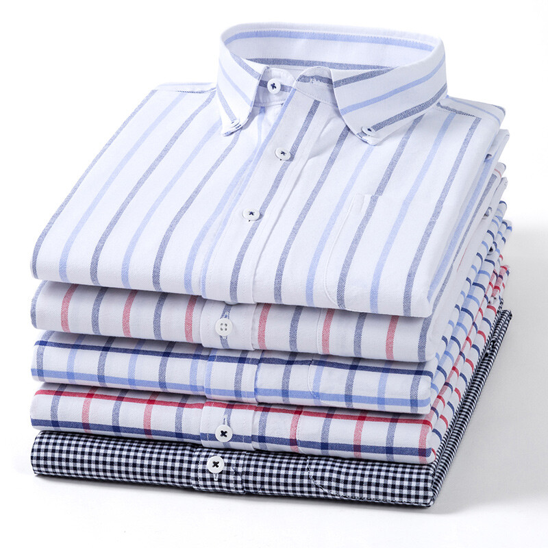 S~5XL βαμβακερό πουκάμισο Oxford για ανδρικό μακρυμάνικο καρό ριγέ πουκάμισο casual ανδρικό πουκάμισο εργασίας με κανονική εφαρμογή με κουμπιά
