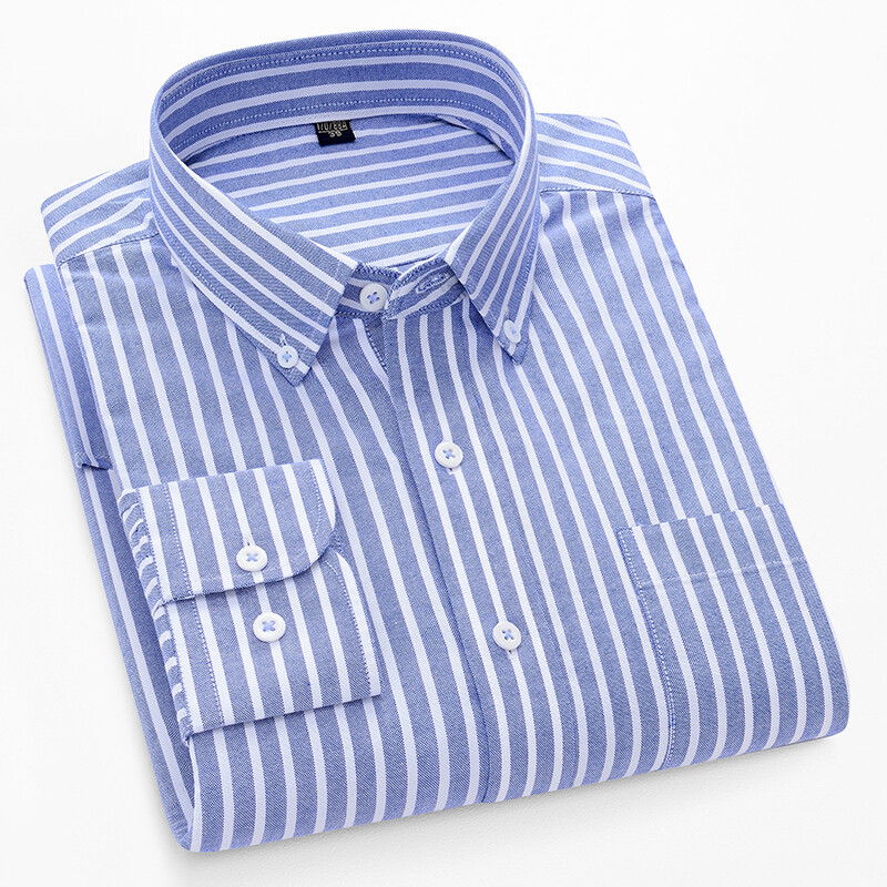 S~5XL βαμβακερό πουκάμισο Oxford για ανδρικό μακρυμάνικο καρό ριγέ πουκάμισο casual ανδρικό πουκάμισο εργασίας με κανονική εφαρμογή με κουμπιά