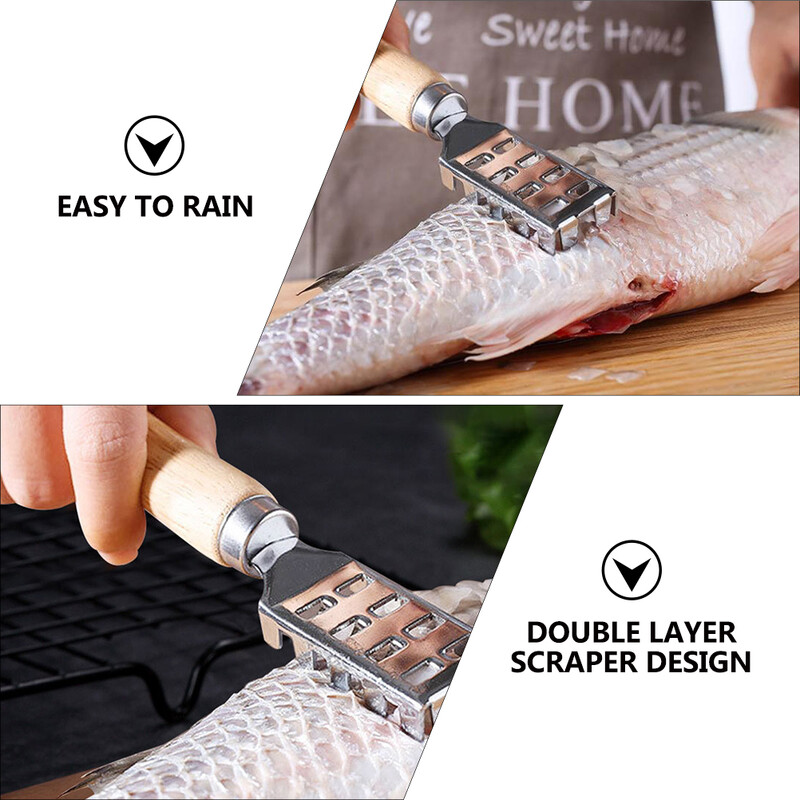 2 vnt Smulkūs įrankiai Japoniškas žuvų žvynų oblius Skustukas Mėsos valiklis Nerūdijančio plieno grandiklis