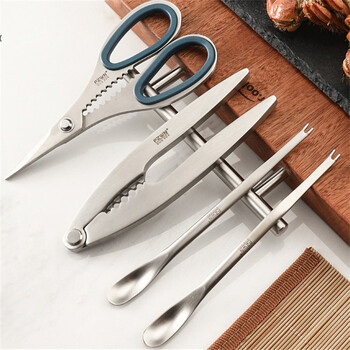 Eat Crab Tool 304 από ανοξείδωτο ατσάλι Creative Crabs Crackers Sheller Shrimp Fork Pick Meat Needle Σετ εργαλείων θαλασσινών Πολυλειτουργικό