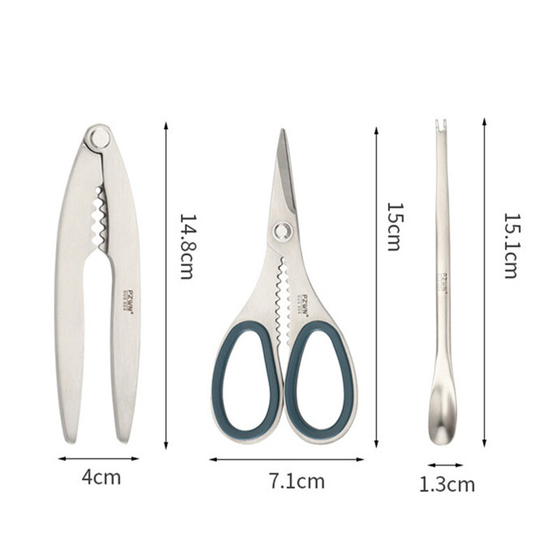 Eat Crab Tool 304 Nerūdijantis plienas Creative Crabs Krekeriai Sheller Krevetės Šakutė Mėsos Adata Jūros gėrybių įrankių rinkinys Daugiafunkcis