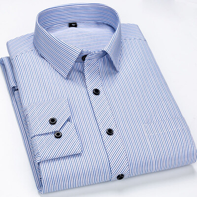 8XL 7XL Nagy méretű férfi hosszú ujjú ing Férfi üzleti alkalmi karcsú ingek Férfi csíkos ruha Munkatársas ing